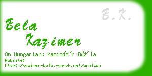 bela kazimer business card